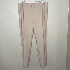 TALBOTS Lux Trouser Pants Cream Italian Fabric Straight Leg Flat Front NWT 18W